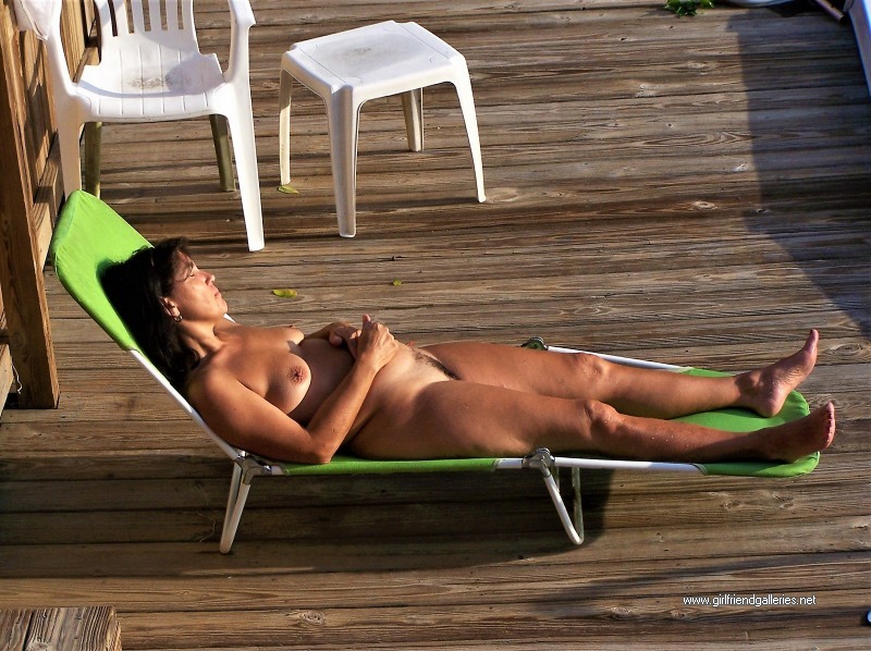 Mature wife naked on the deck